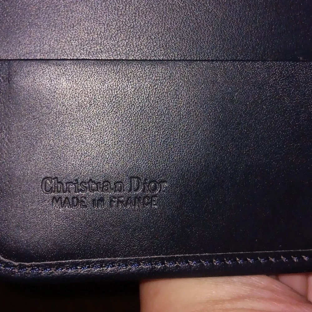 DIOR NAVY MONOGRAMMED TROTTER BIFOLD ID WALLET - Picture 7 of 8